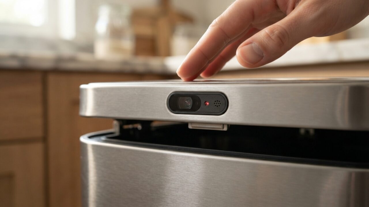 Adeus lixeira que engordura a tampa: o cesto com sensor de aproximação que você coloca na cozinha em 1 minuto