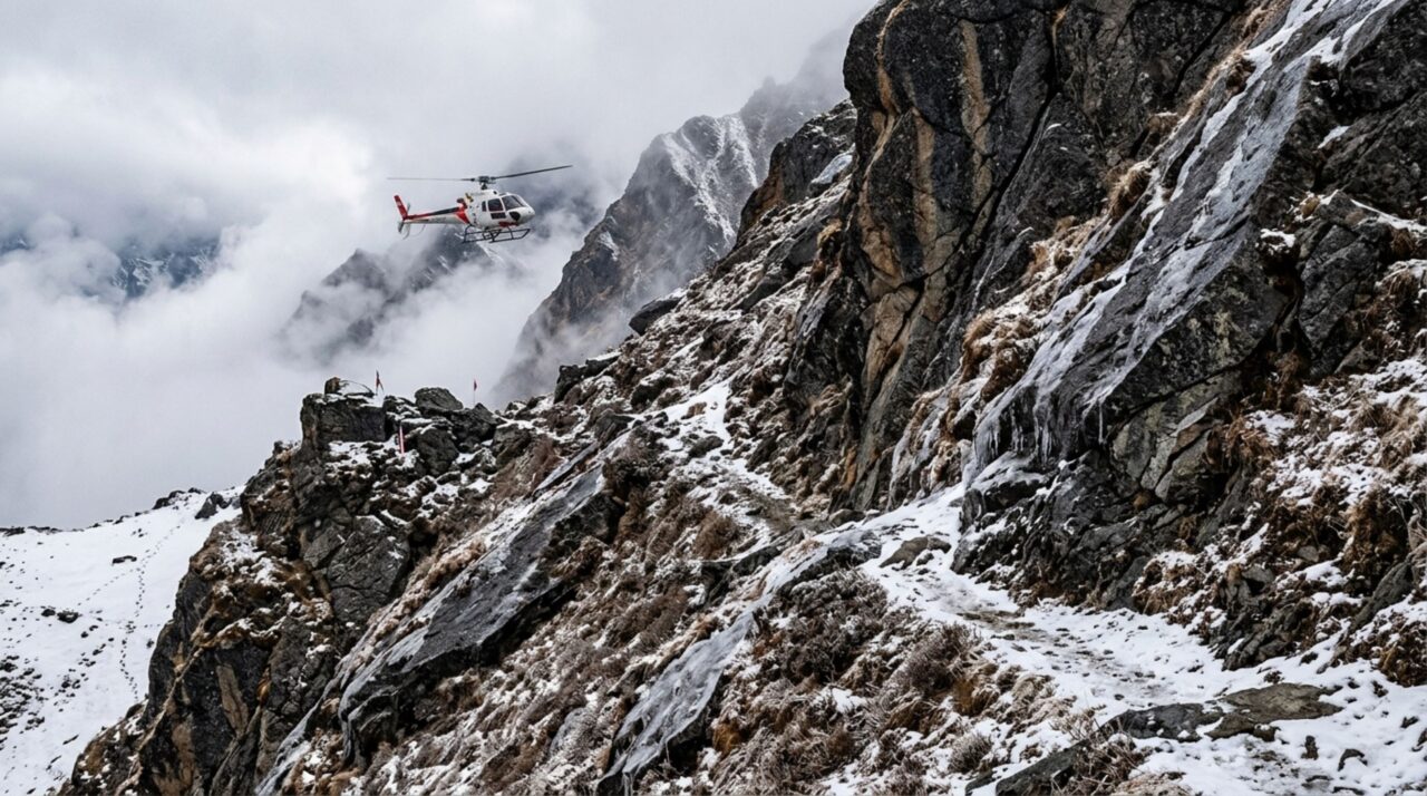 A complexa geografia de vales e paredões rochosos que desafiou as equipes de resgate em uma das áreas mais isoladas do Nepal