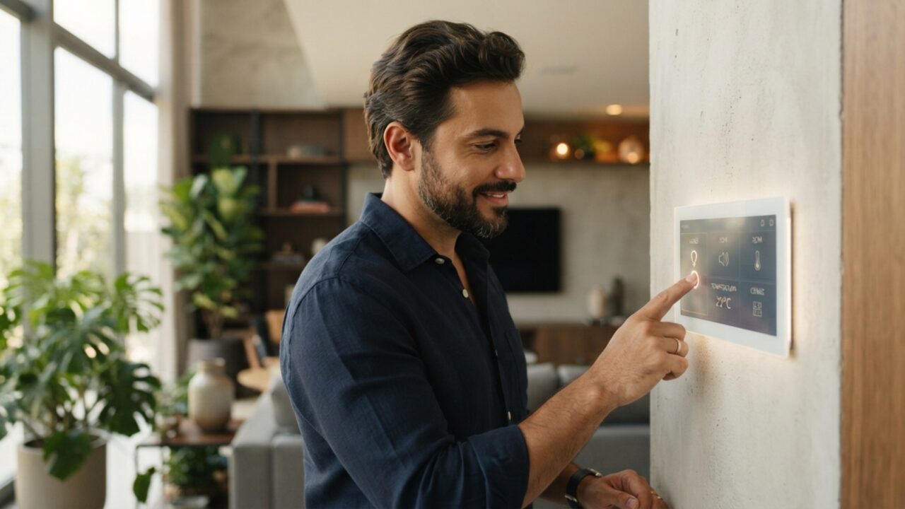 Adeus interruptor de plástico amarelo: painéis de vidro touch screen com comando de voz viram padrão em reformas para casas conectadas