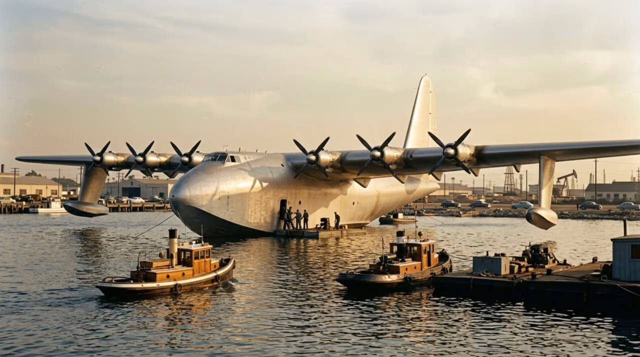 O avião gigante feito de madeira que custou uma fortuna e só voou uma vez na história