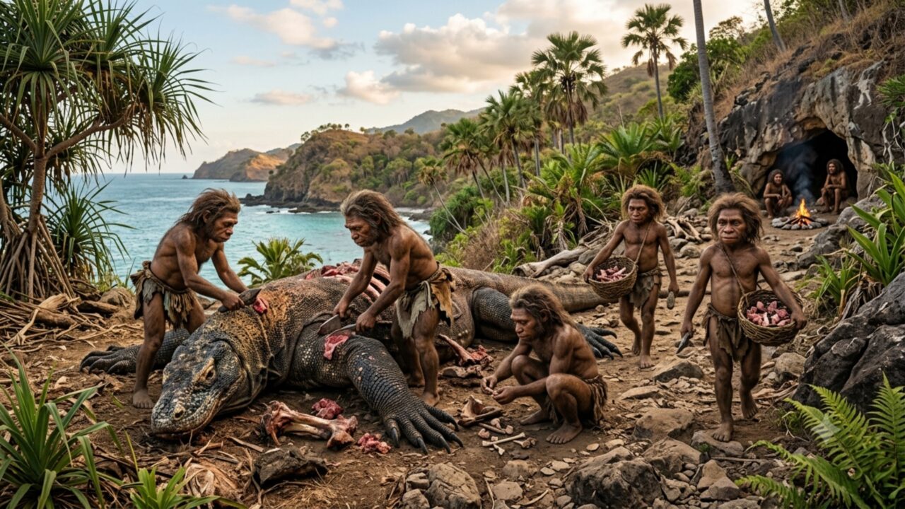 Humanos semelhantes aos hobbits podem ter saqueado os restos dos dragões de Komodo para sobreviver