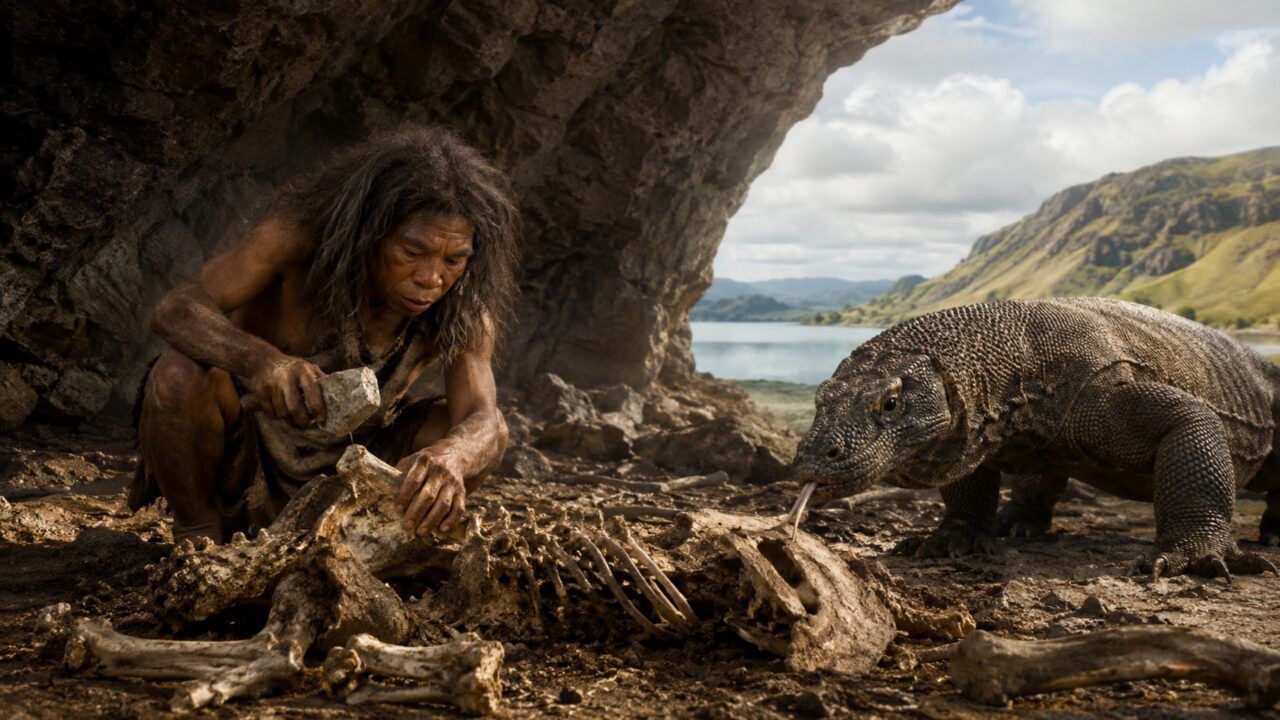 Humanos semelhantes aos hobbits podem ter saqueado os restos dos dragões de Komodo para sobreviver