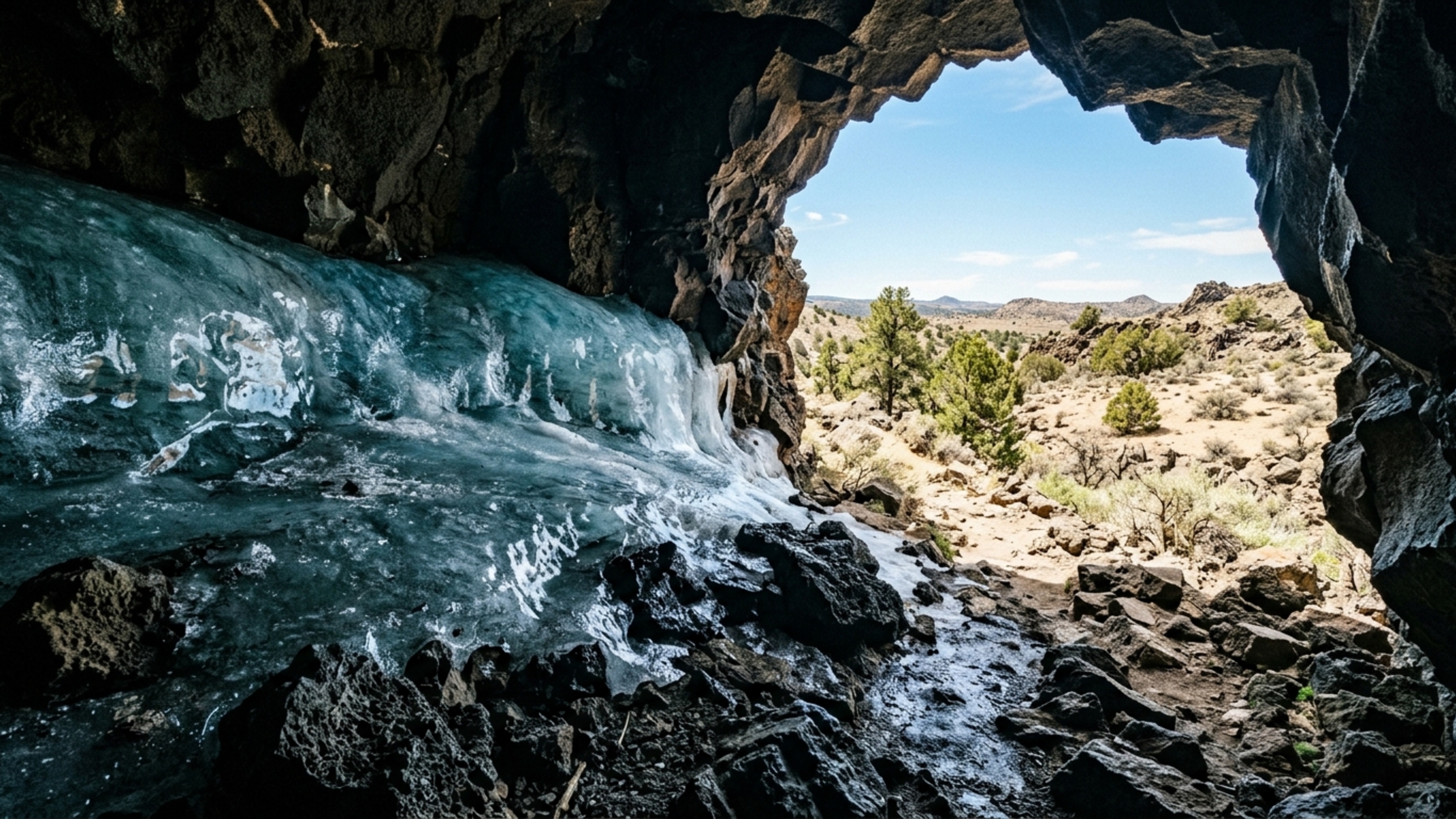 Uma caverna congelada a 0,6 °C que não derrete no calor do deserto e esconde camadas de gelo de até 6 metros de espessura