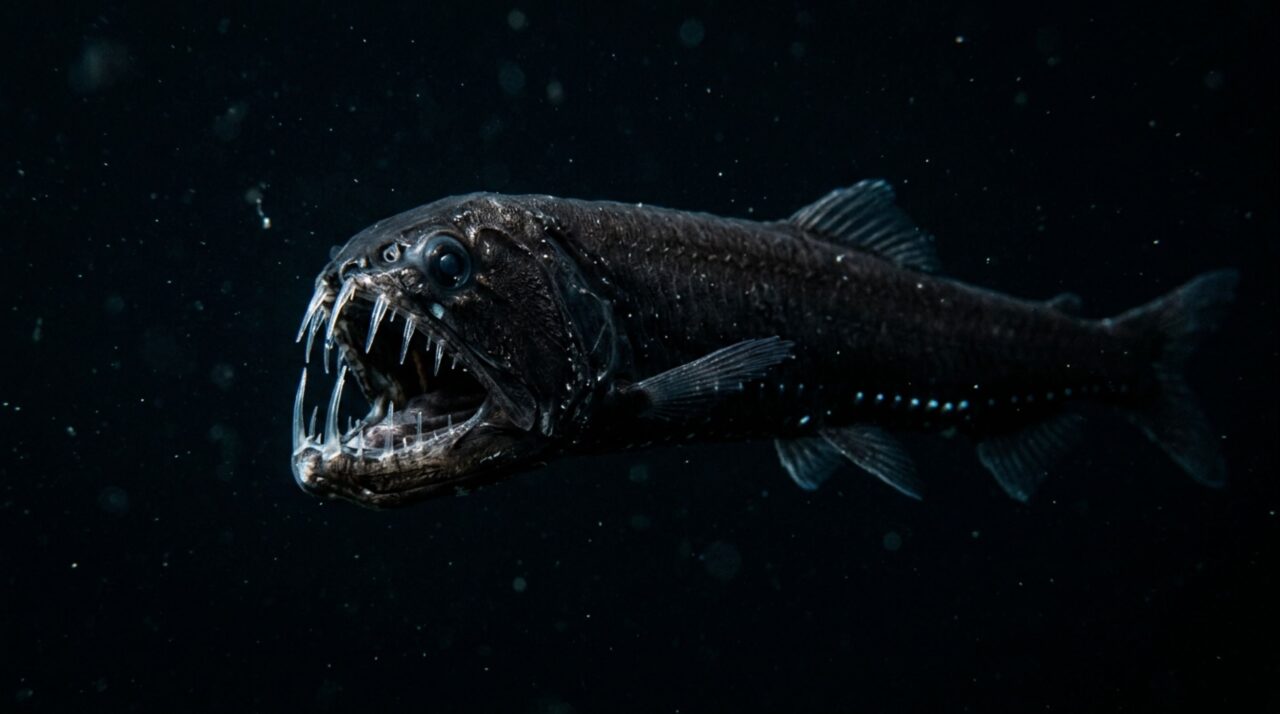 O peixe com dentes assustadores que vive nas profundezas e caça onde a luz quase não chega
