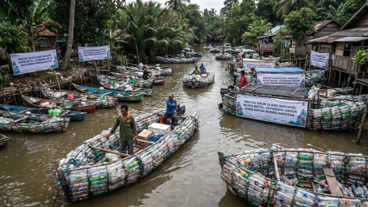 Indonésia constrói 43 navios com 45 mil garrafas plásticas e evita que acabem no ralo