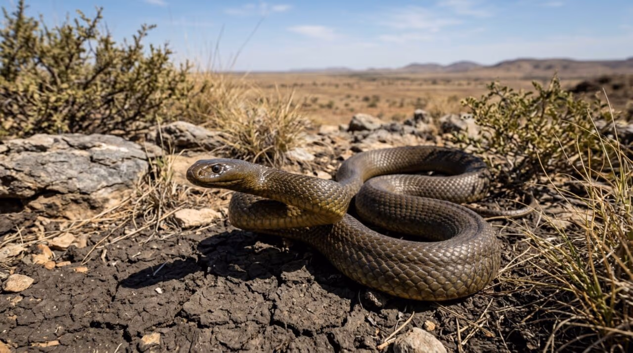 Apenas uma picada da taipan-do-interior pode carregar veneno teoricamente suficiente para matar 100 adultos