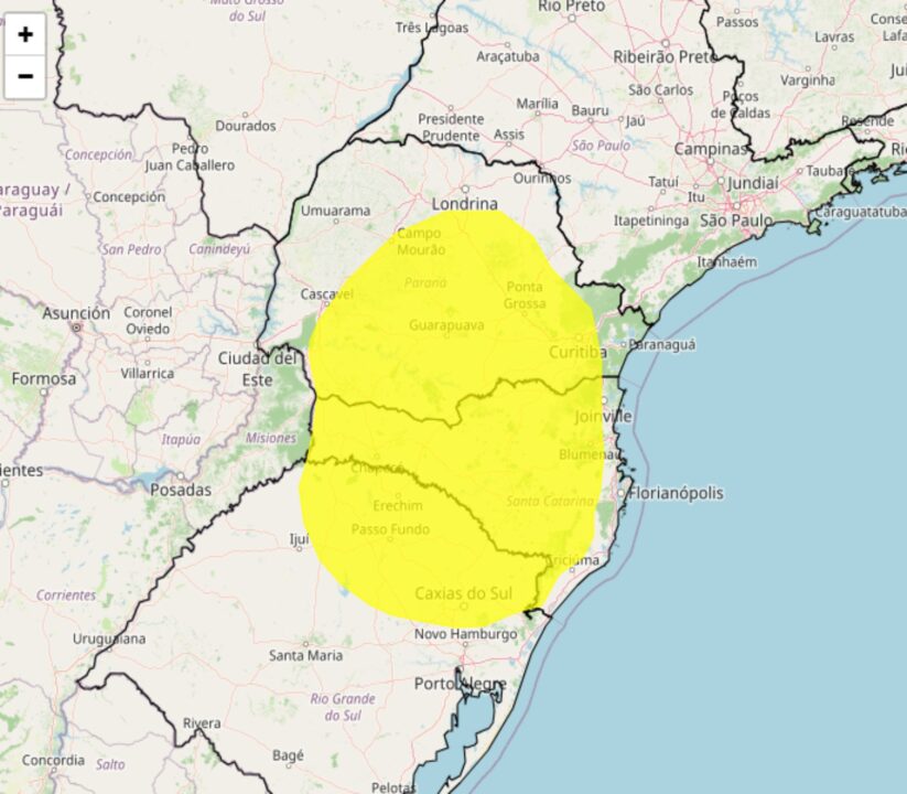 Inmet alerta para geada provocada por frio intenso no sul do Brasil nesta 5°feira, 09