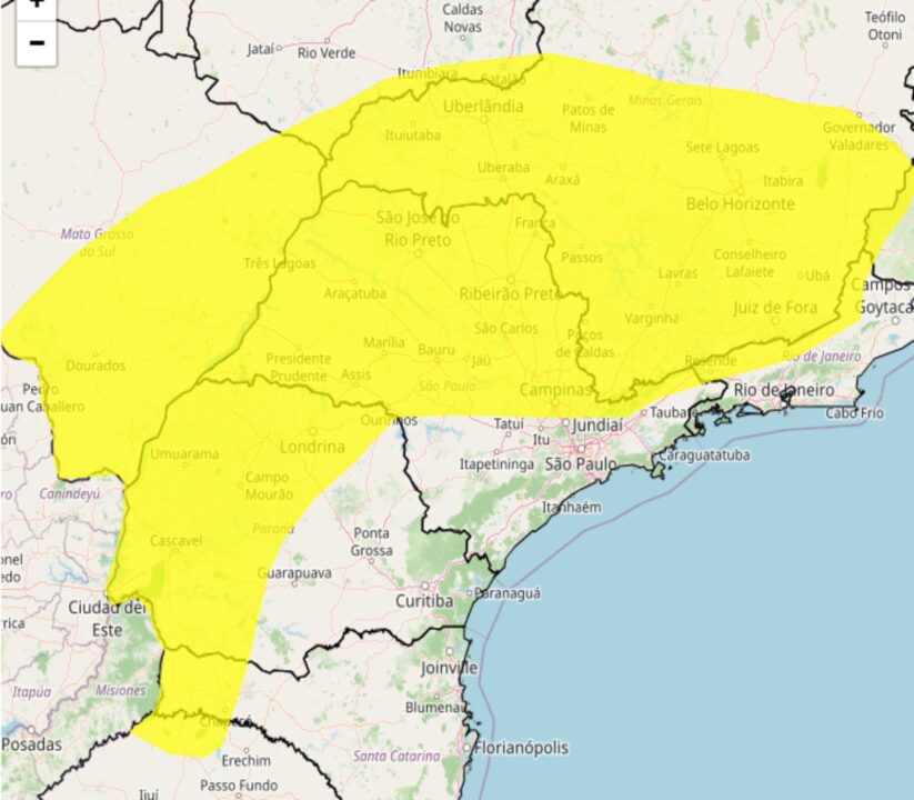 Inmet alerta para tempestade violenta no Sudeste, Centro-Oeste e Sul no sábado, 25