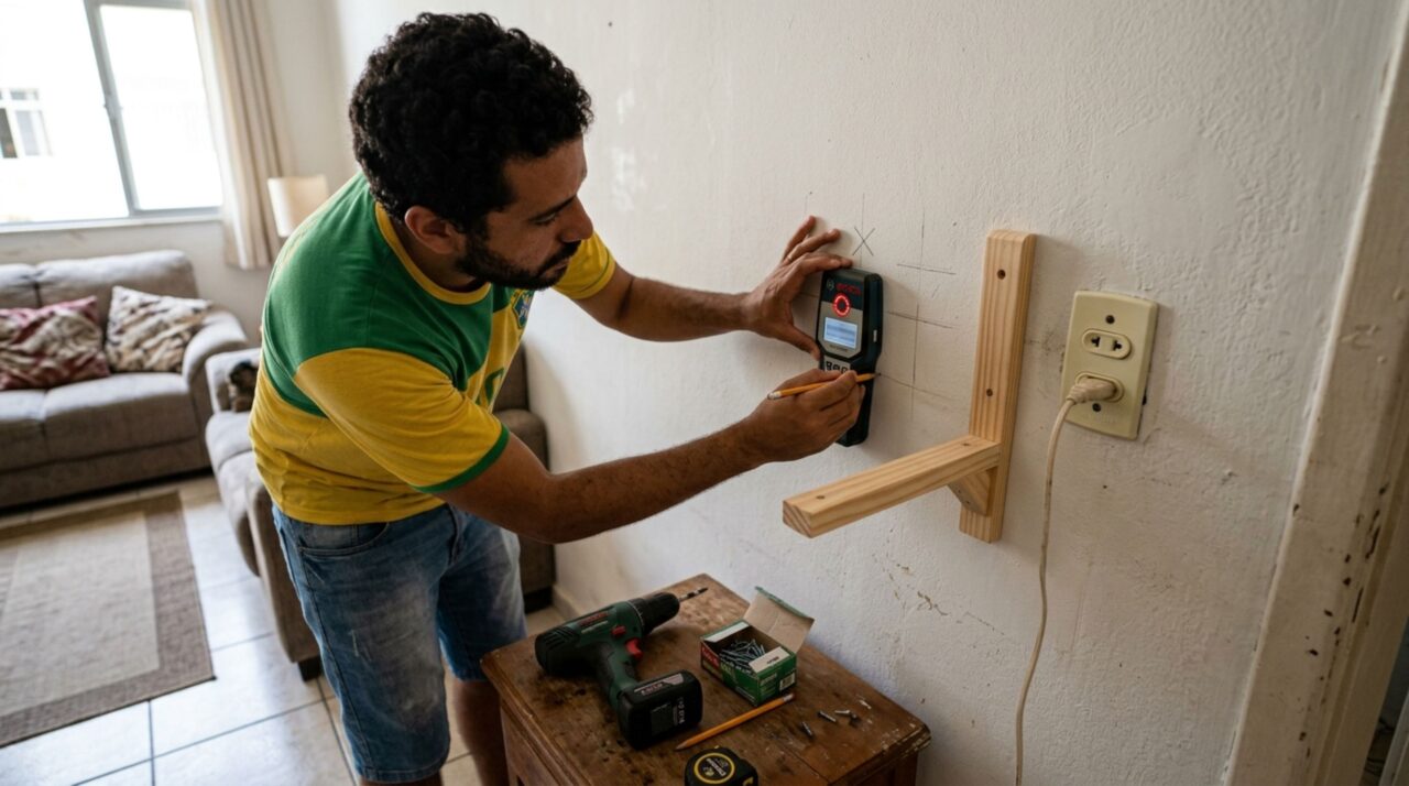 Como encontrar o melhor ponto para pendurar prateleiras e evitar erro na parede