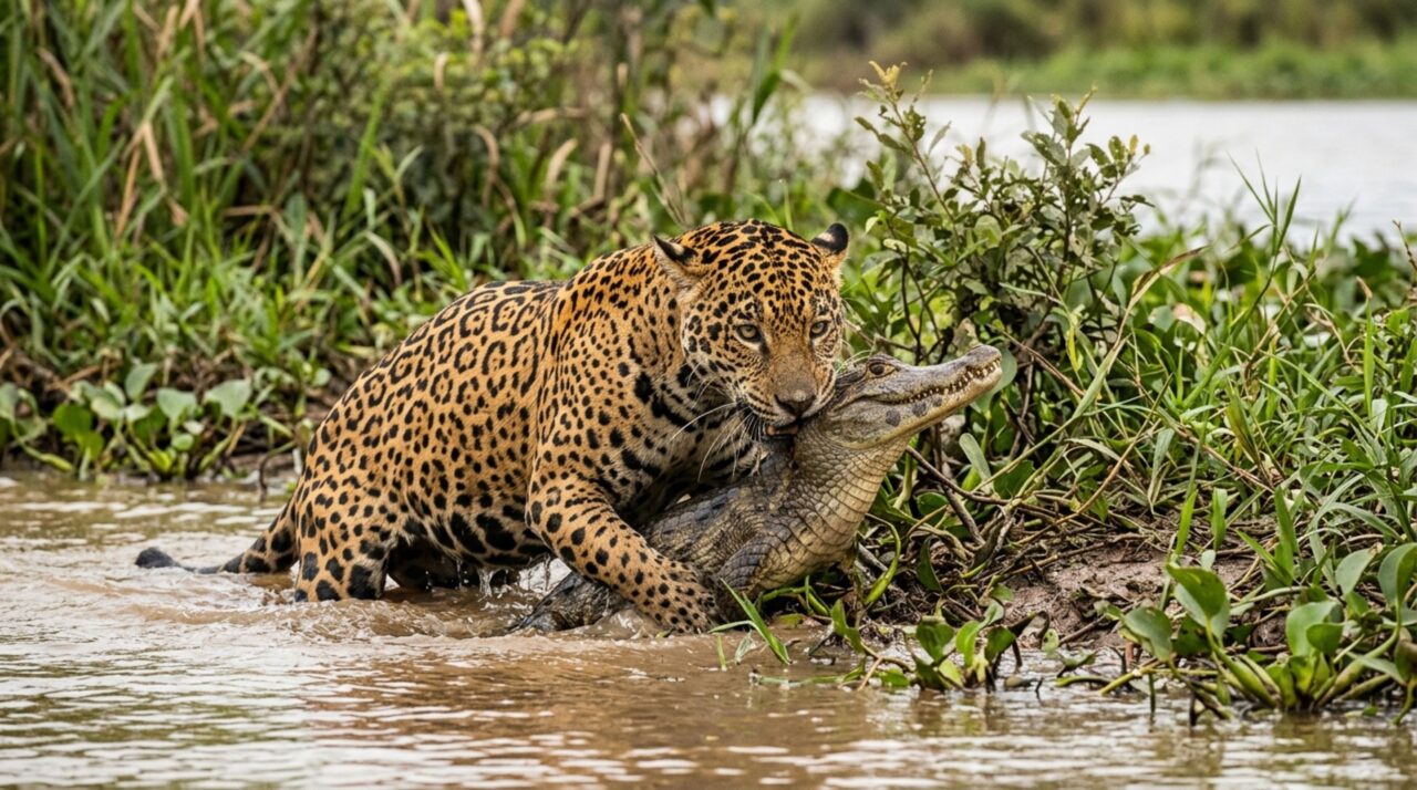 A mordida da onça-pintada foi feita para atravessar regiões que outros grandes felinos dificilmente conseguem alcançar