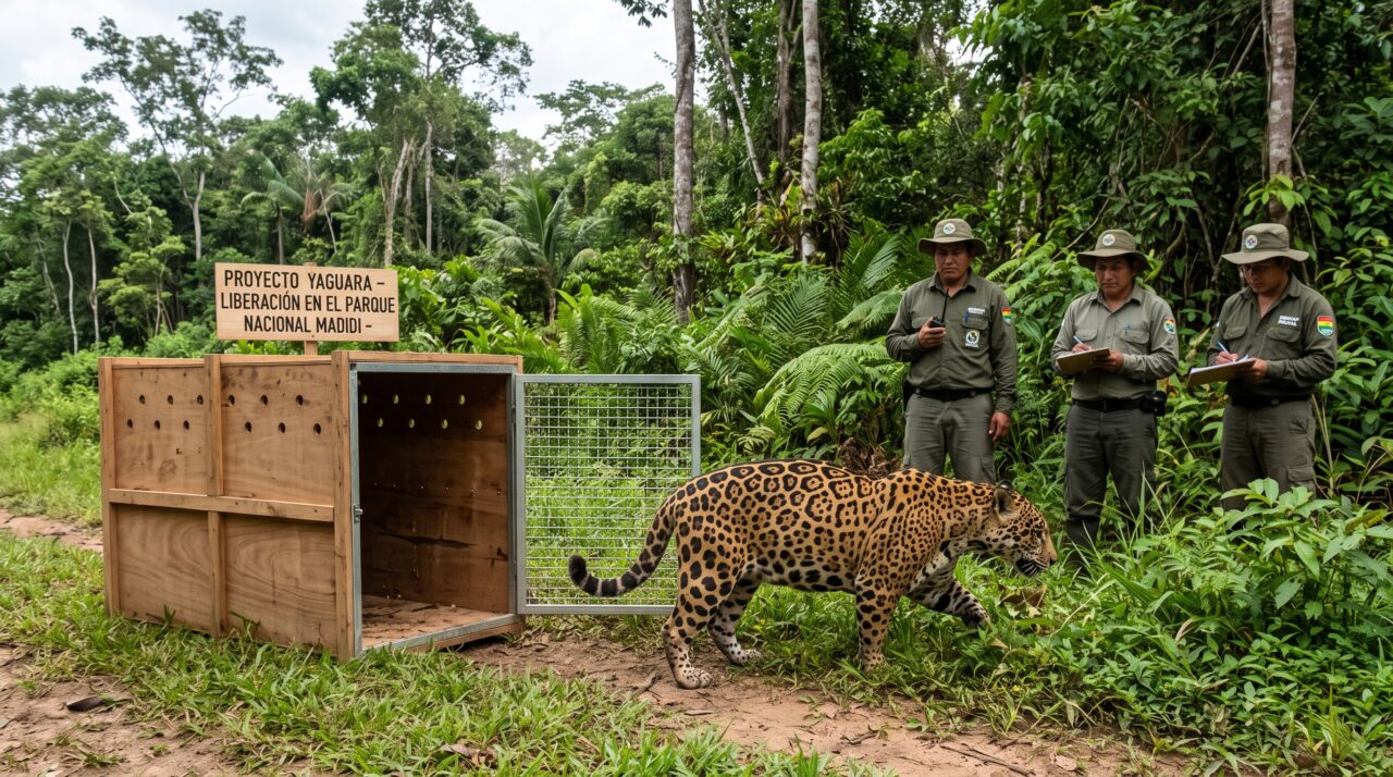 A Bolívia acaba de soltar, pela primeira vez, uma onça-pintada reabilitada em seu habitat natural, mas a história de Yaguara não termina quando a jaula é aberta: agora começa o teste mais difícil, nas profundezas da selva