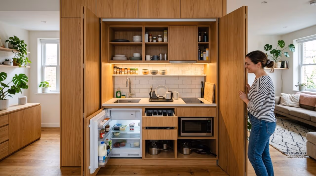 Apartamento estilo LEGO se desmonta e transforma 24 m² em espaço quase infinito no dia a dia