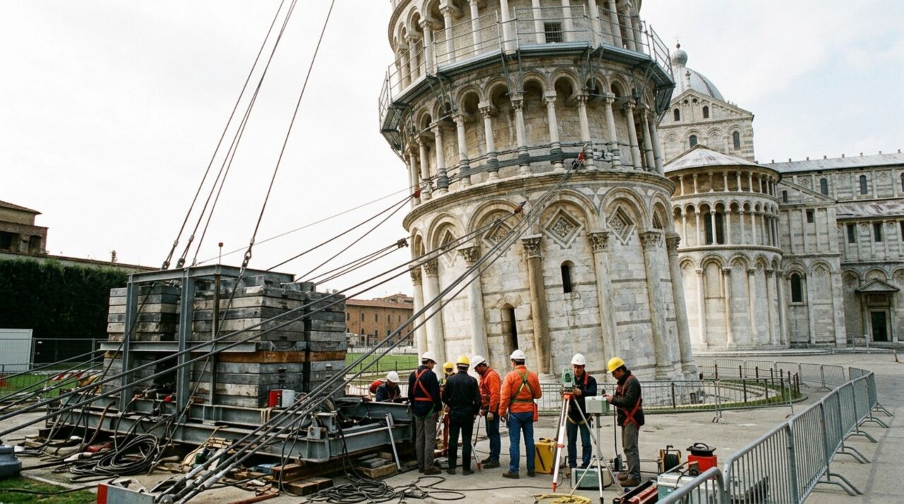 O truque secreto sob o solo que impediu a Torre de Pisa de desabar depois de séculos cada vez mais inclinada
