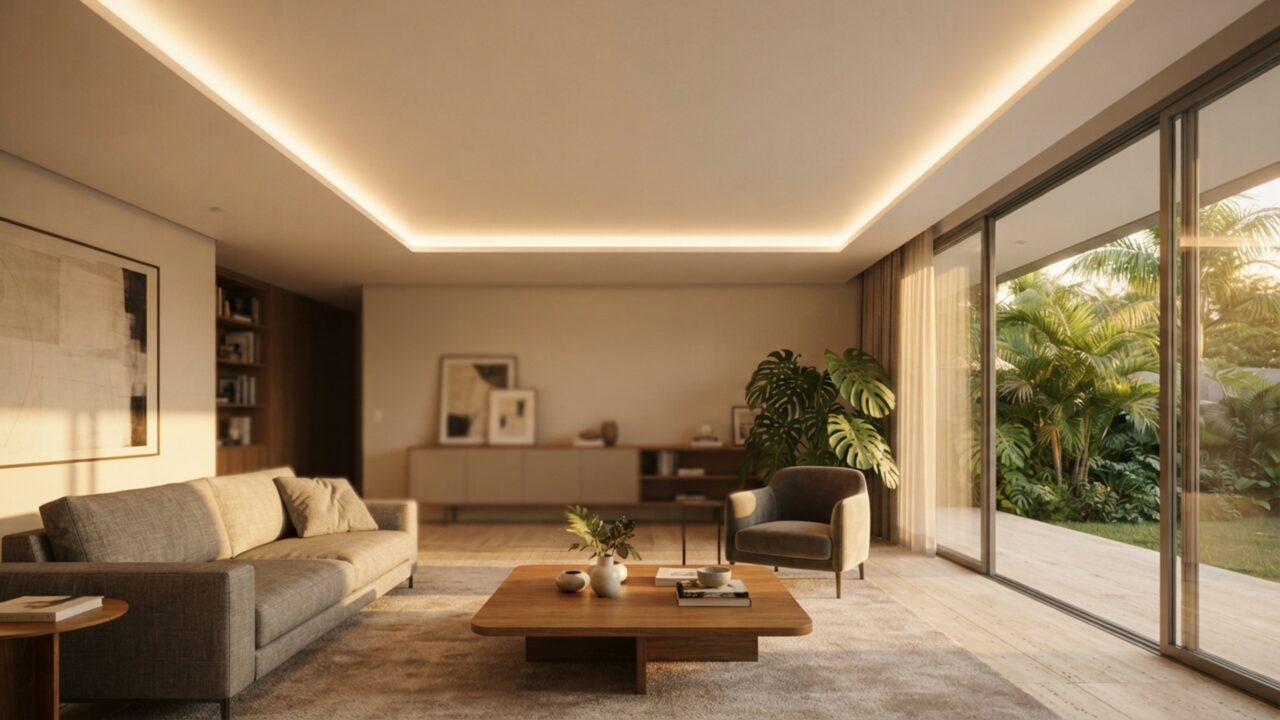 Esqueça o gesso rebaixado: novo teto tensionado vira febre nos projetos minimalistas por instalar em um dia, sem sujeira, e reduzir o custo da obra pela metade