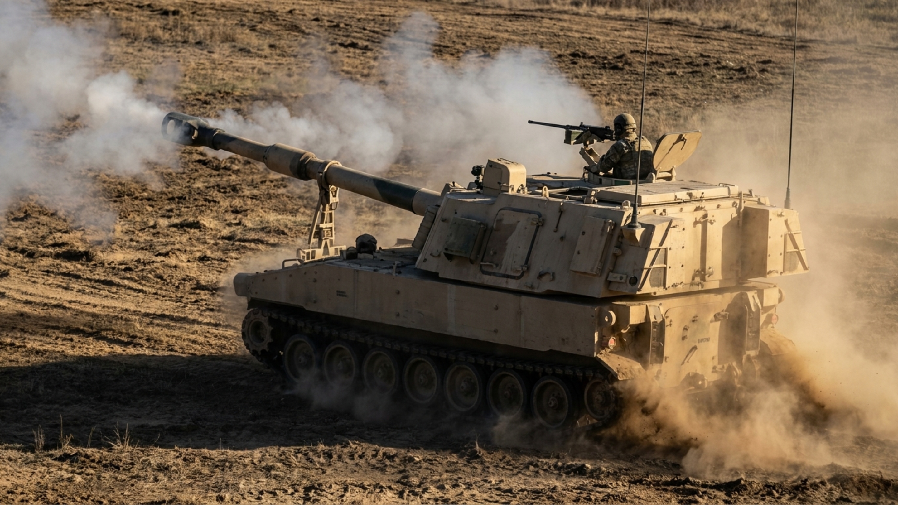 Blindado de artilharia pesa 38 toneladas, utiliza motor de 675 cavalos, alcança 61 km/h e dispara um canhão de 155 mm com apenas 4 tripulantes