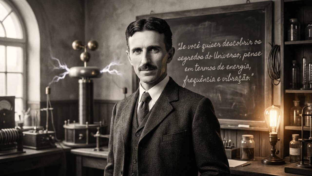 Nikola tesla “Se você quiser descobrir os segredos do Universo, pense em termos de energia, frequência e vibração.”