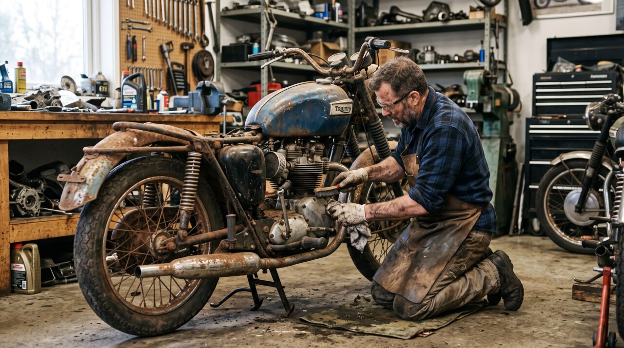 Restauração de moto abandonada