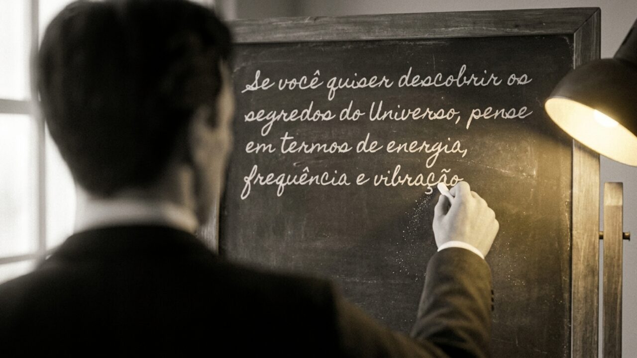 Nikola tesla "Se você quiser descobrir os segredos do Universo, pense em termos de energia, frequência e vibração."