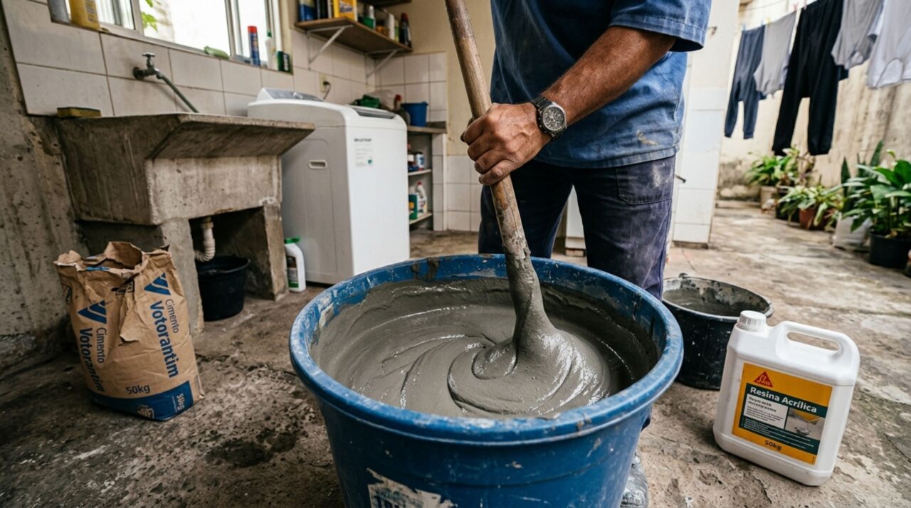 Basta misturar cimento e resina acrílica: a solução caseira pensada para proteger paredes e calçadas funciona contra umidade e virou tendência em 2026