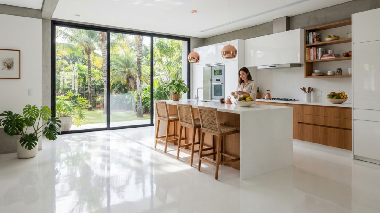 Adeus, rejuntes difíceis de limpar: os novos pisos de cozinha que viraram febre em 2026 pela praticidade