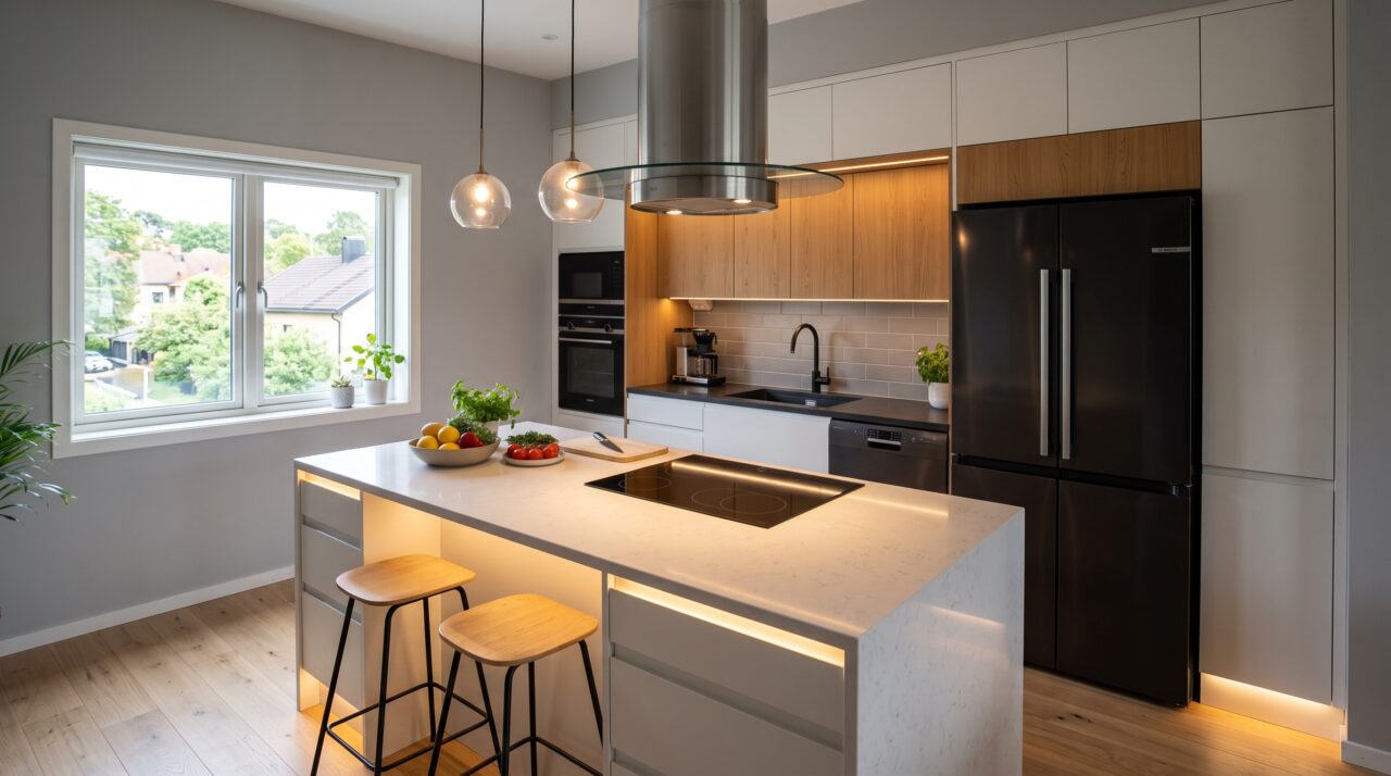 Planejamento, custos e desafios técnicos para instalar uma ilha central com cooktop em uma cozinha existente.