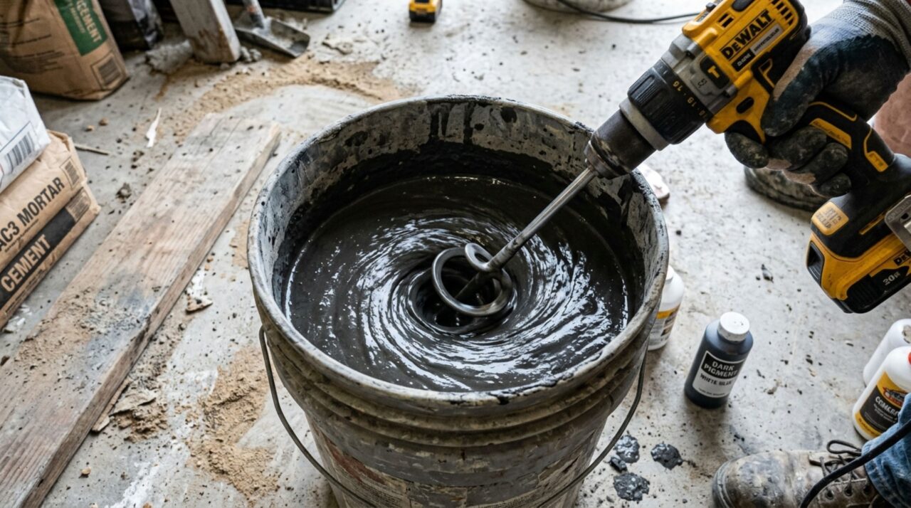 Pedreiro ensina mistura econômica para renovar pisos, utilizando argamassa e cola branca