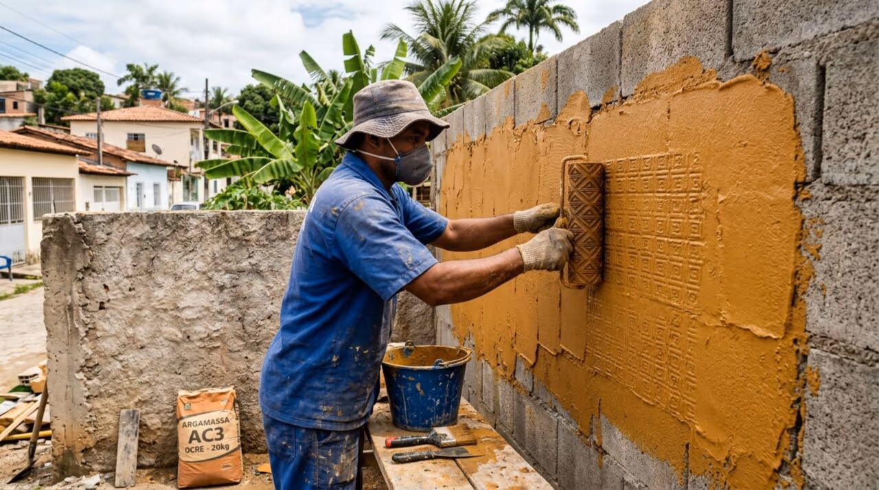 Mestre do acabamento ensina como fazer mistura e textura para área externa com argamassa e corante xadrez de forma econômica sem perder a qualidade de pinturas tradicionais