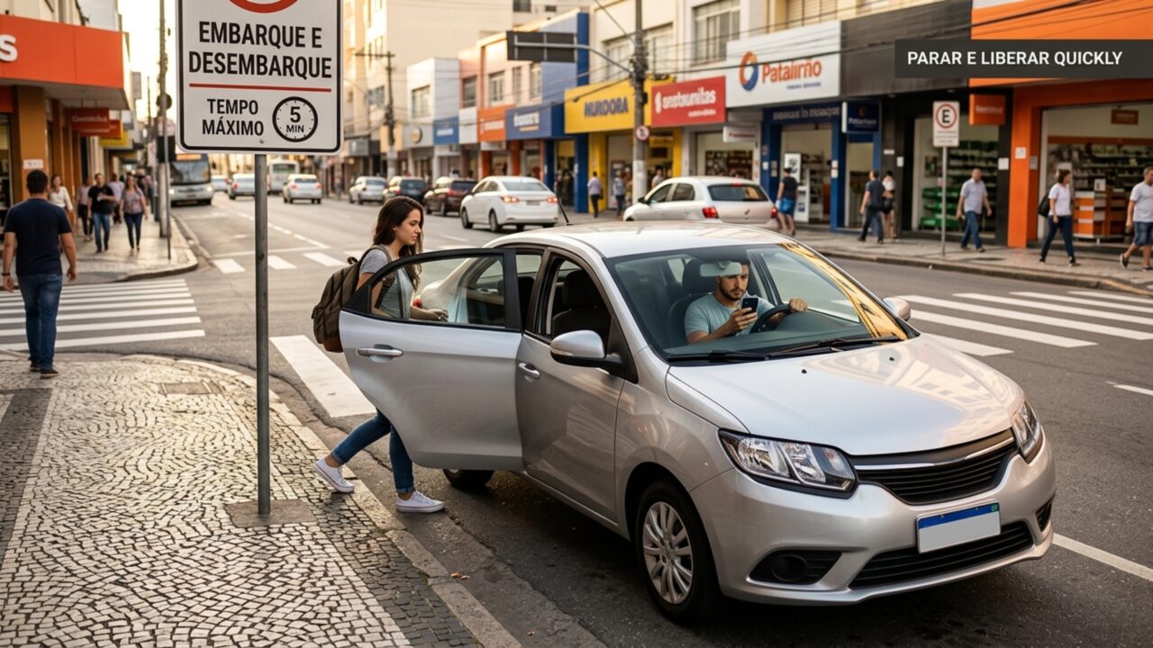 Condutor recebe multa após parar em local permitido apenas para embarque e conhece o art. 181 do CTB