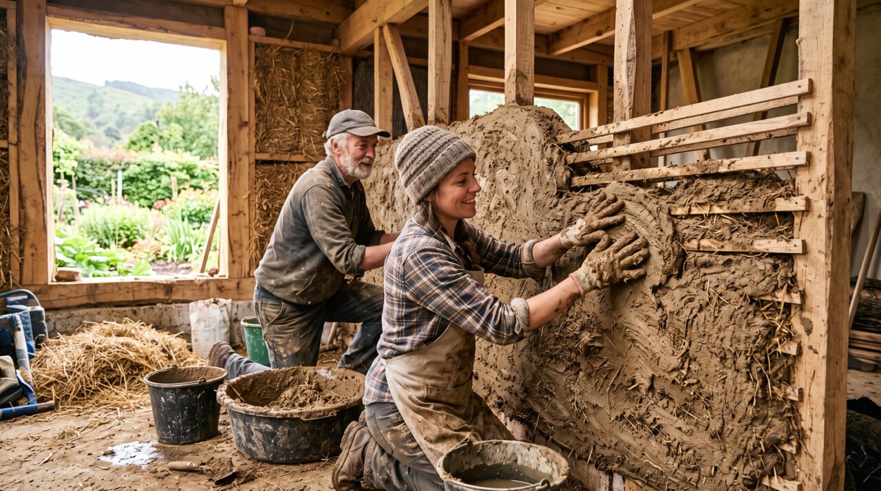 O método de amassar barro e palha com os pés que virou febre nas ecovilas e levanta casas com curvas suaves dignas de contos de fadas sem usar um único pilar
