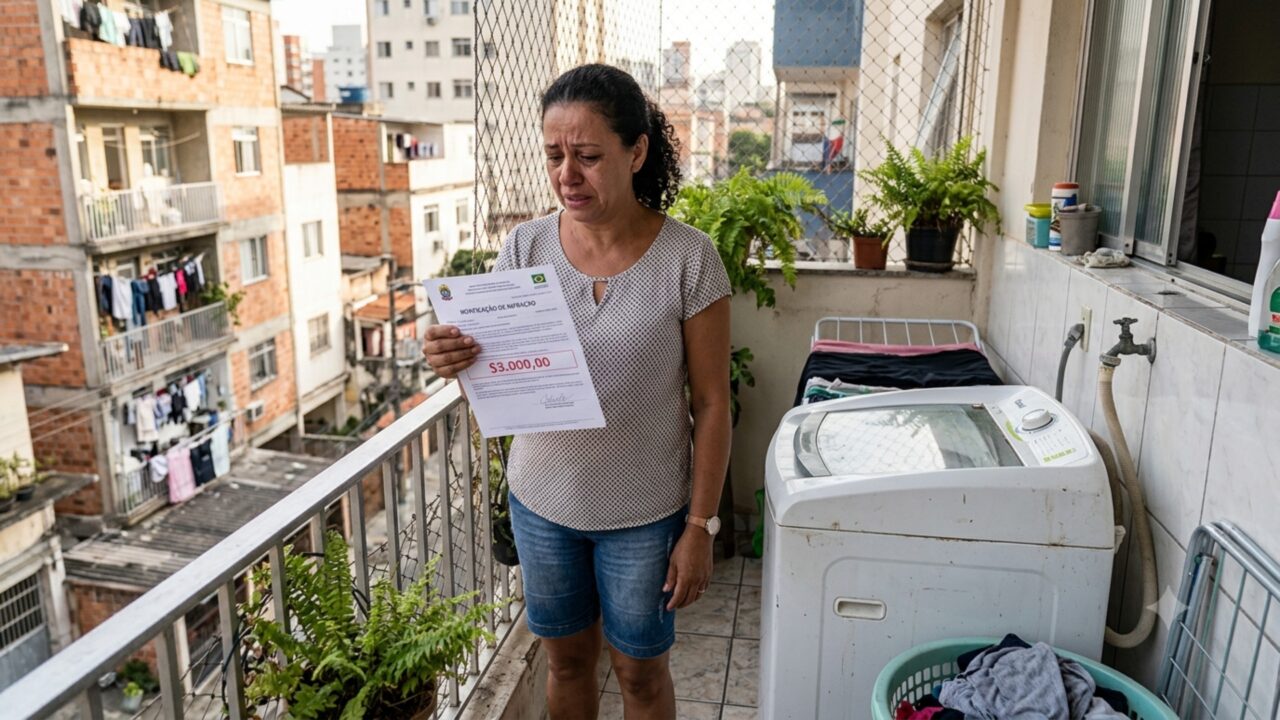 Multada em $3.000 por ter máquina de lavar roupa na varanda