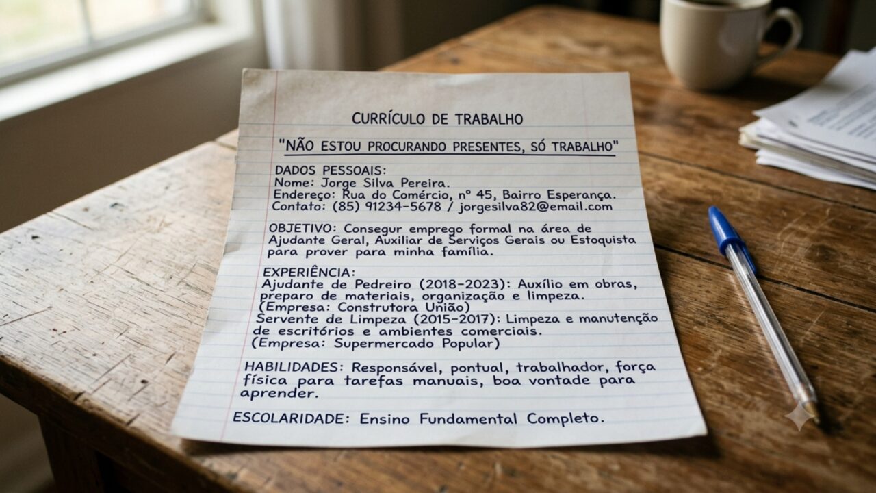 “Não estou procurando presentes, só trabalho”: o currículo escrito à mão que sensibilizou milhares na rede