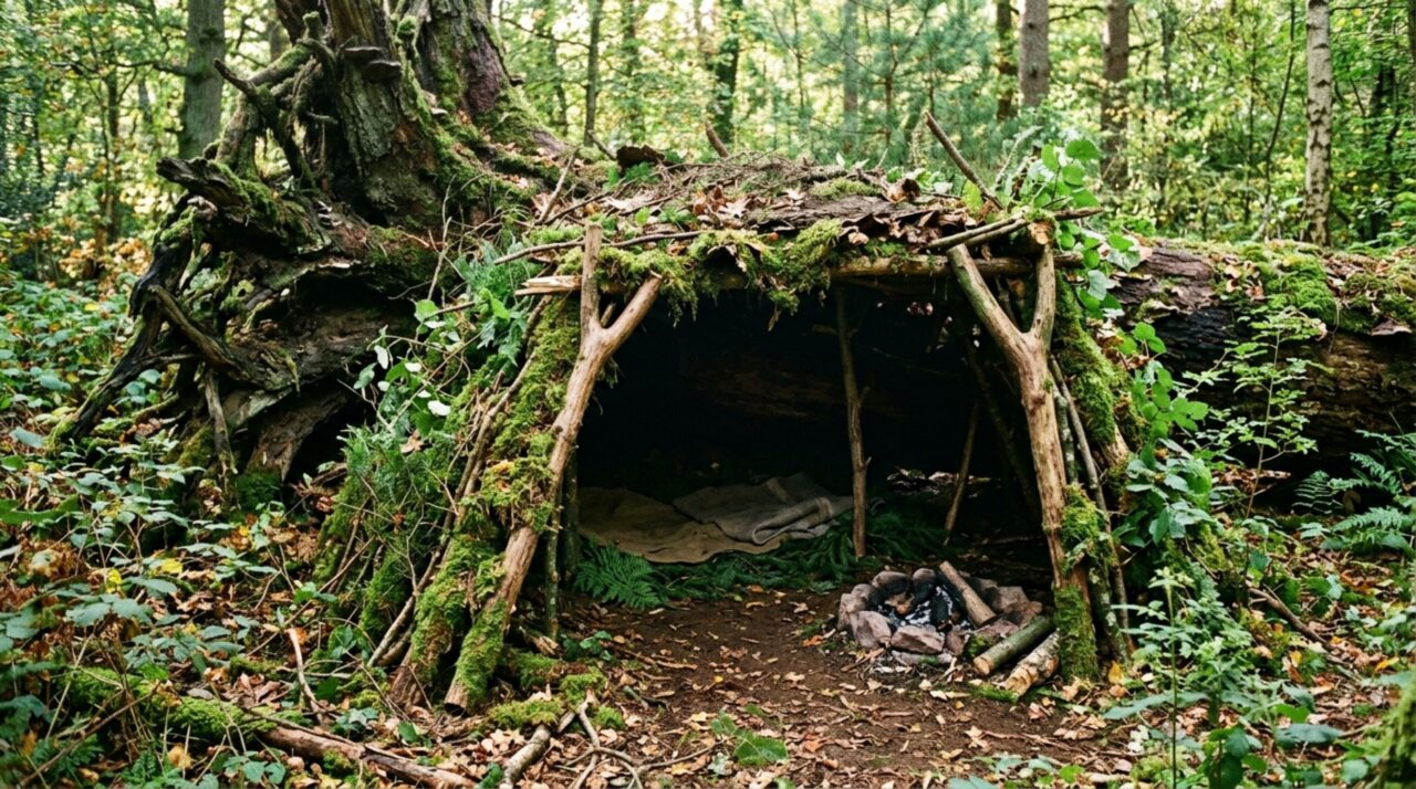 Em plena floresta selvagem, homem encontra abrigo aconchegante no fundo de uma caverna e passa a viver camuflado entre musgo e raízes