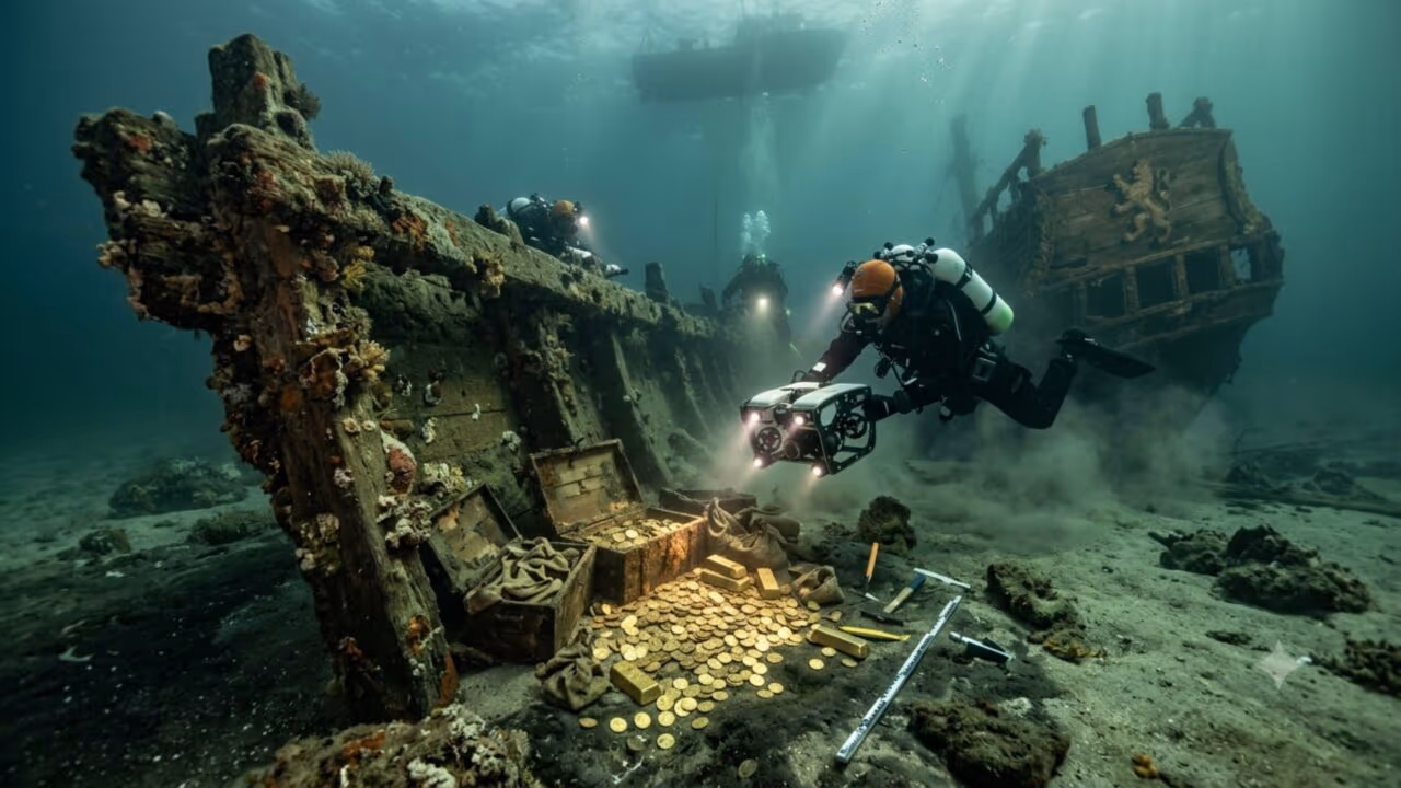 Navio naufragado há 400 anos é identificado e tesouro em ouro muda o que se sabia sobre o século 17