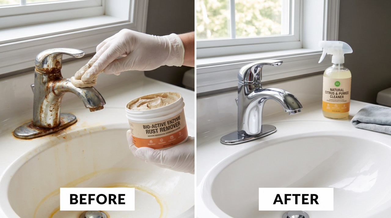 Nem vinagre nem bicarbonato o método mais eficaz para tirar manchas e ferrugem de torneiras e vaso sanitário