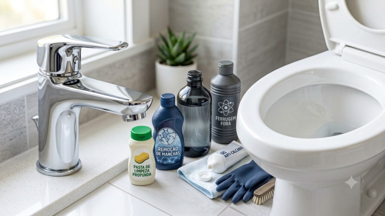 Nem vinagre nem bicarbonato o método mais eficaz para tirar manchas e ferrugem de torneiras e vaso sanitário