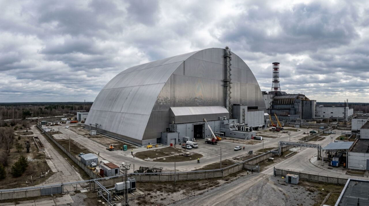O arco de aço de 36 mil toneladas que percorreu 327 metros sobre trilhos para confinar o reator de Chernobyl