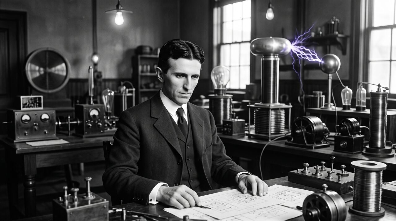 Os segredos do universo segundo a visão de Nikola Tesla sobre energia, frequência e vibração.