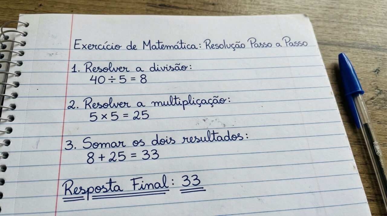 O cálculo 40 ÷ 5 + 5 × 5 parece óbvio até você tentar