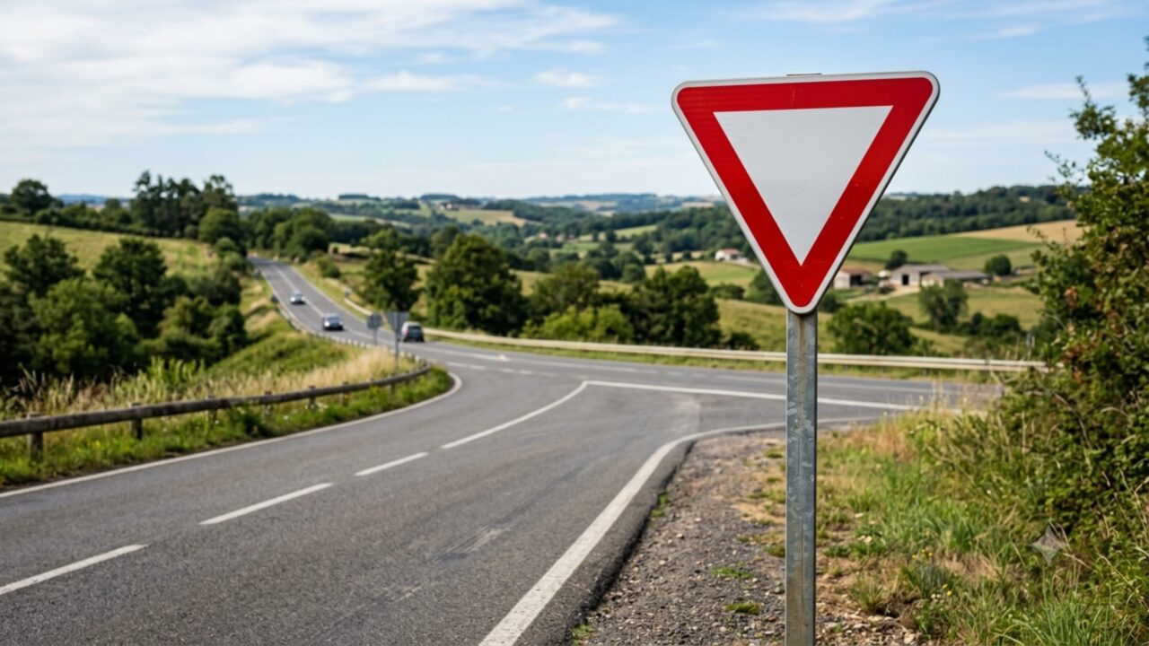 O que significa a placa de trânsito com um triângulo com borda vermelha e o centro branco