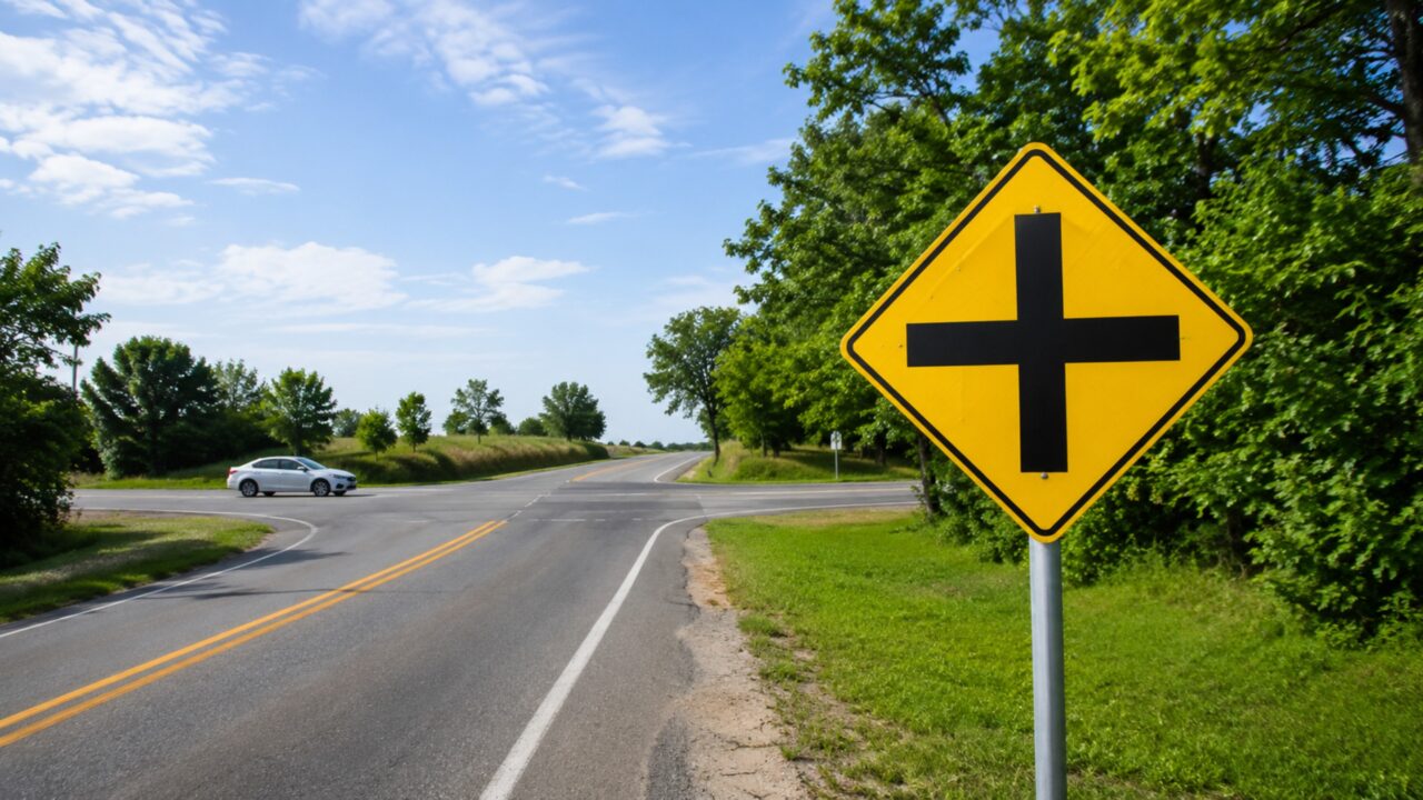 O que significa a placa de trânsito com uma cruz preta sobre fundo amarelo e por que ela é importante