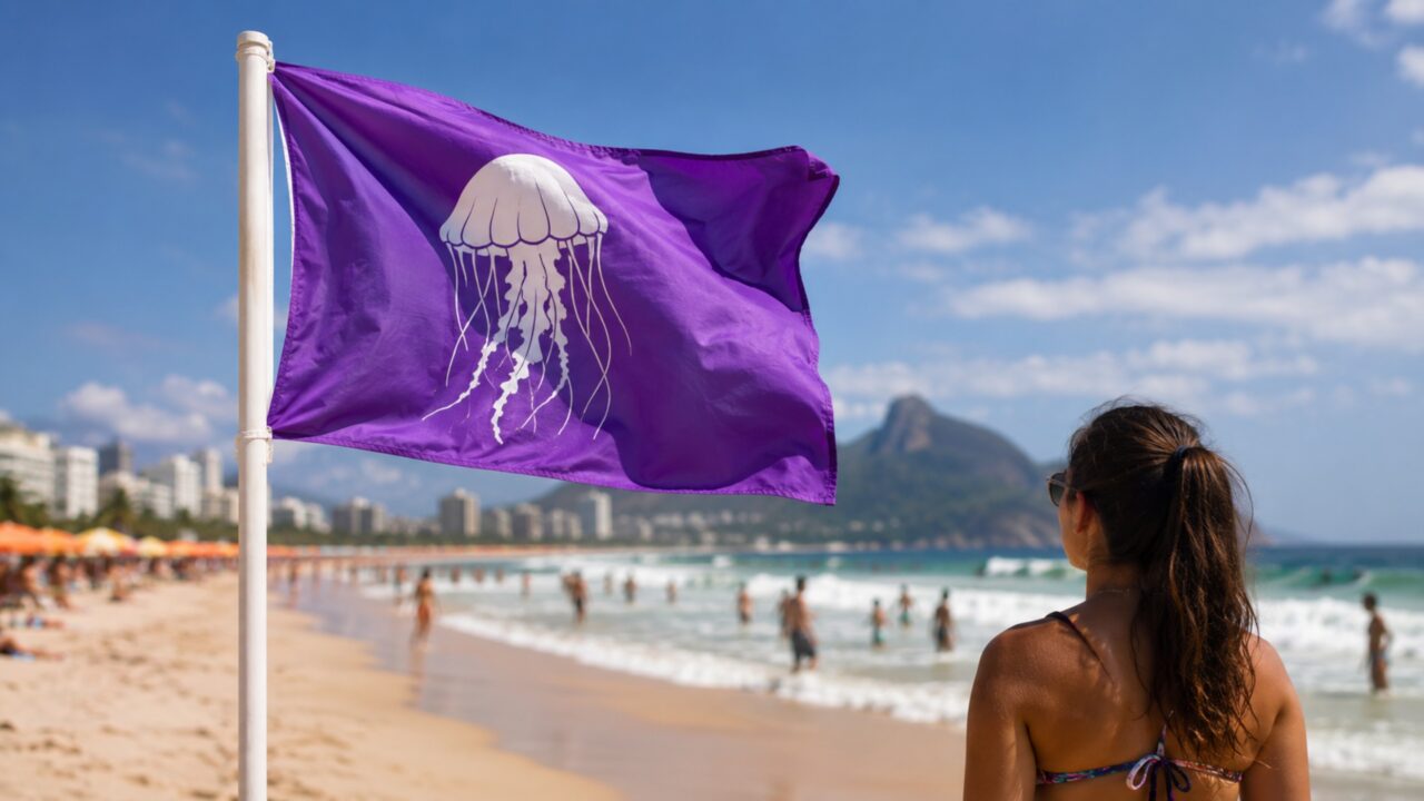 O que significa uma bandeira roxa tremula nas praias A maioria das pessoas não faz ideia do que isso significa