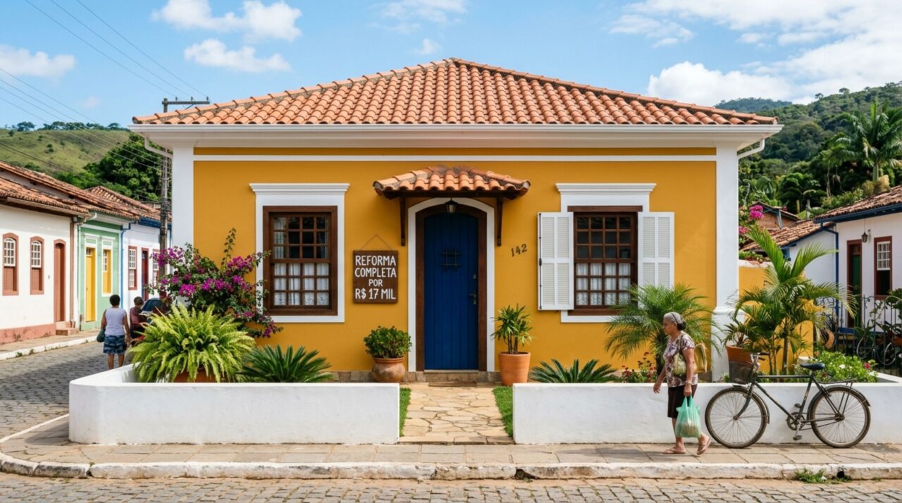 Com apenas R$ 17 mil, casa antiga ganha fachada renovada, cozinha funcional e banheiro completamente reformado