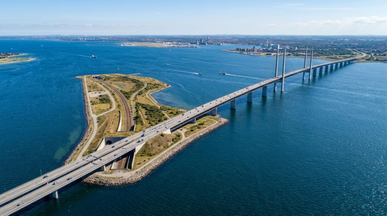 A estrada de 15,9 km entre Suécia e Dinamarca que desaparece de repente no meio do mar