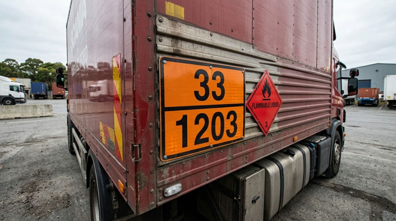 O que significa ver uma placa laranja presa em um caminhão na estrada?
