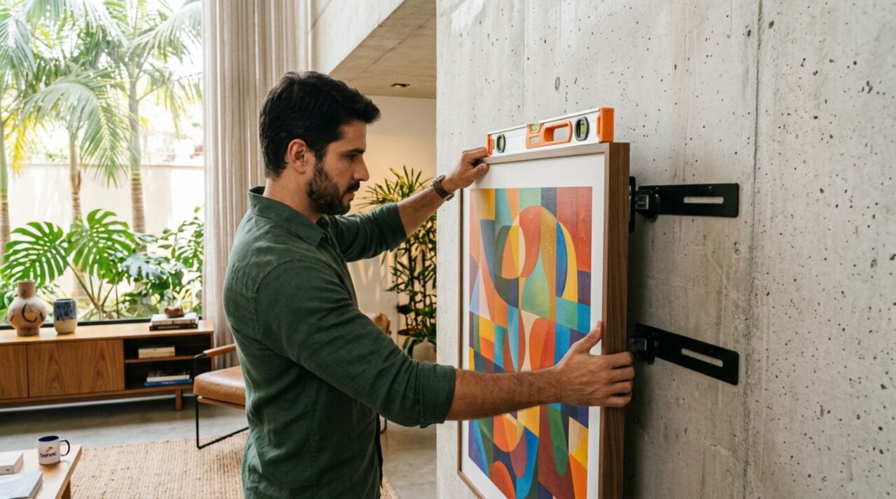 Como pendurar quadros em paredes sem usar pregos ou furadeira