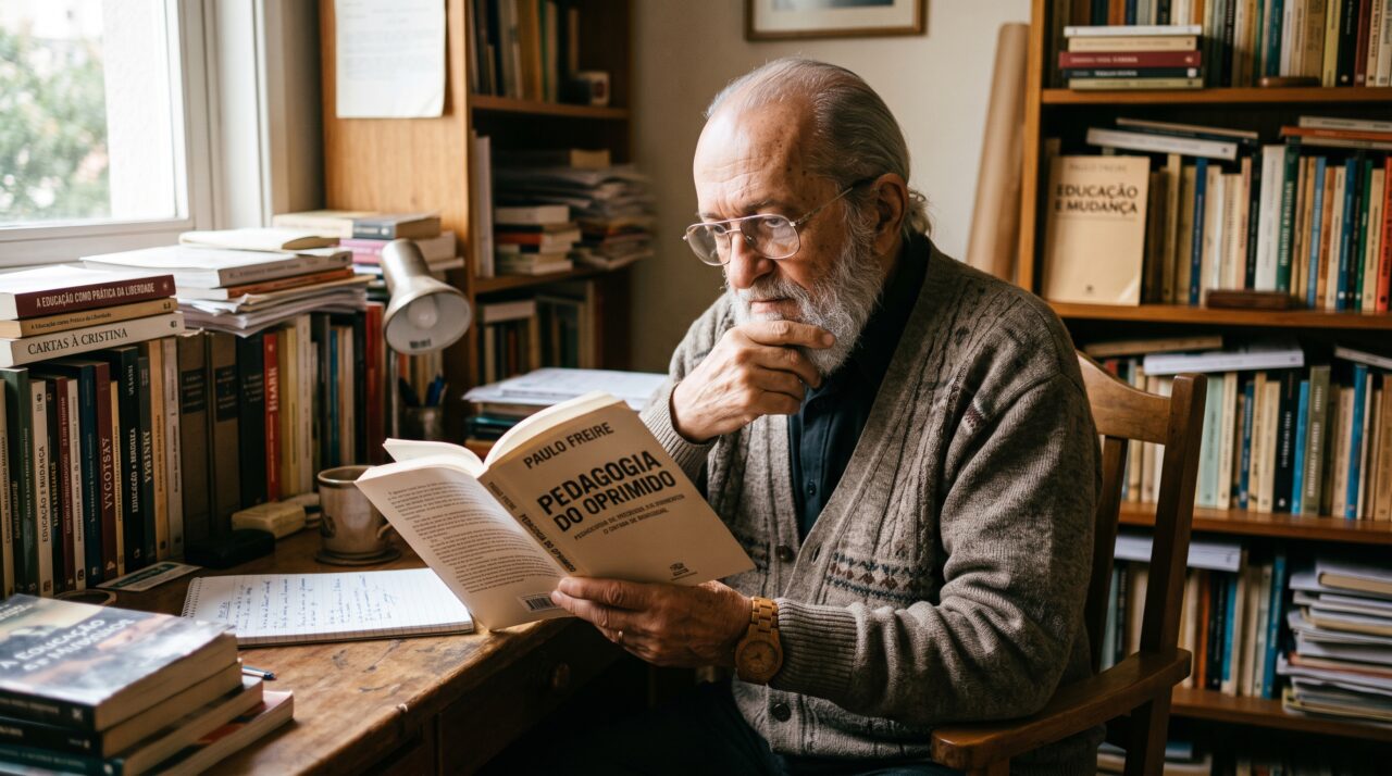 Reflexão sobre a frase e o pensamento do educador Paulo Freire sobre a transformação social.