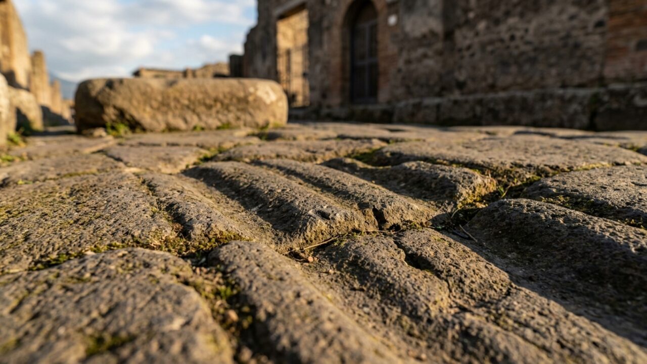 Após quase 2 mil anos escondida sob cinzas e ruínas, uma antiga rua romana volta a surpreender arqueólogos com detalhes preservados do cotidiano