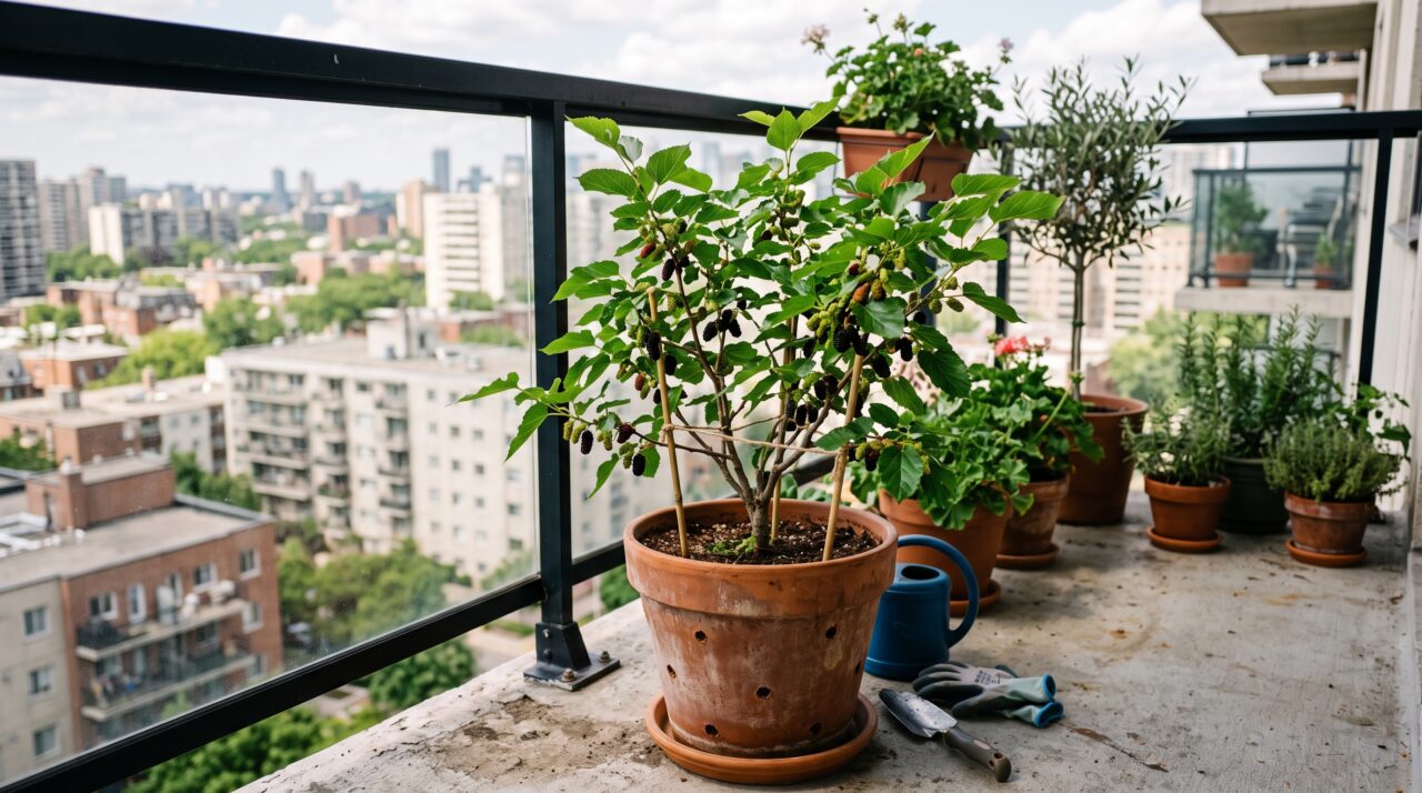 Cultivo de mini árvores frutíferas em varandas de apartamento.