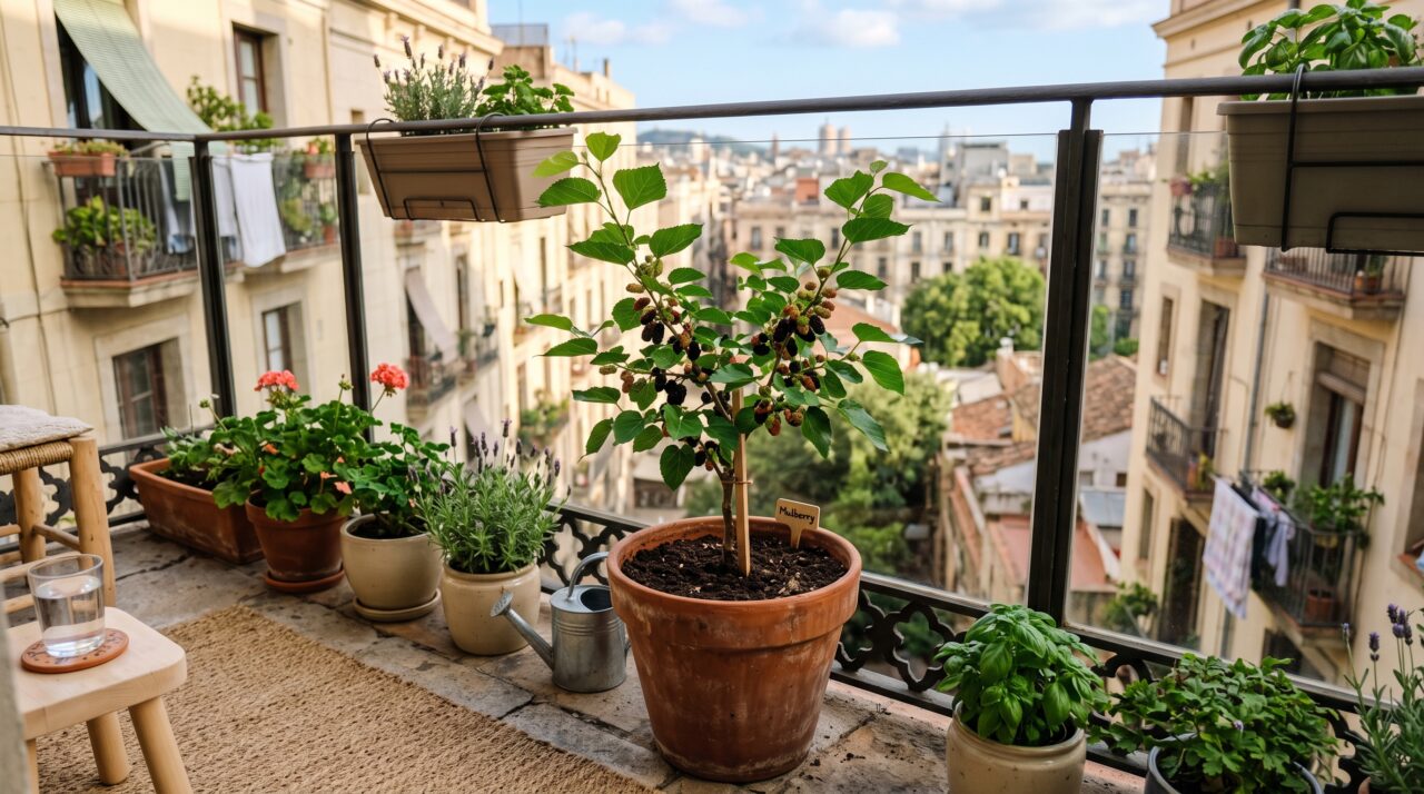 Cultivo de mini árvores frutíferas em varandas de apartamento.
