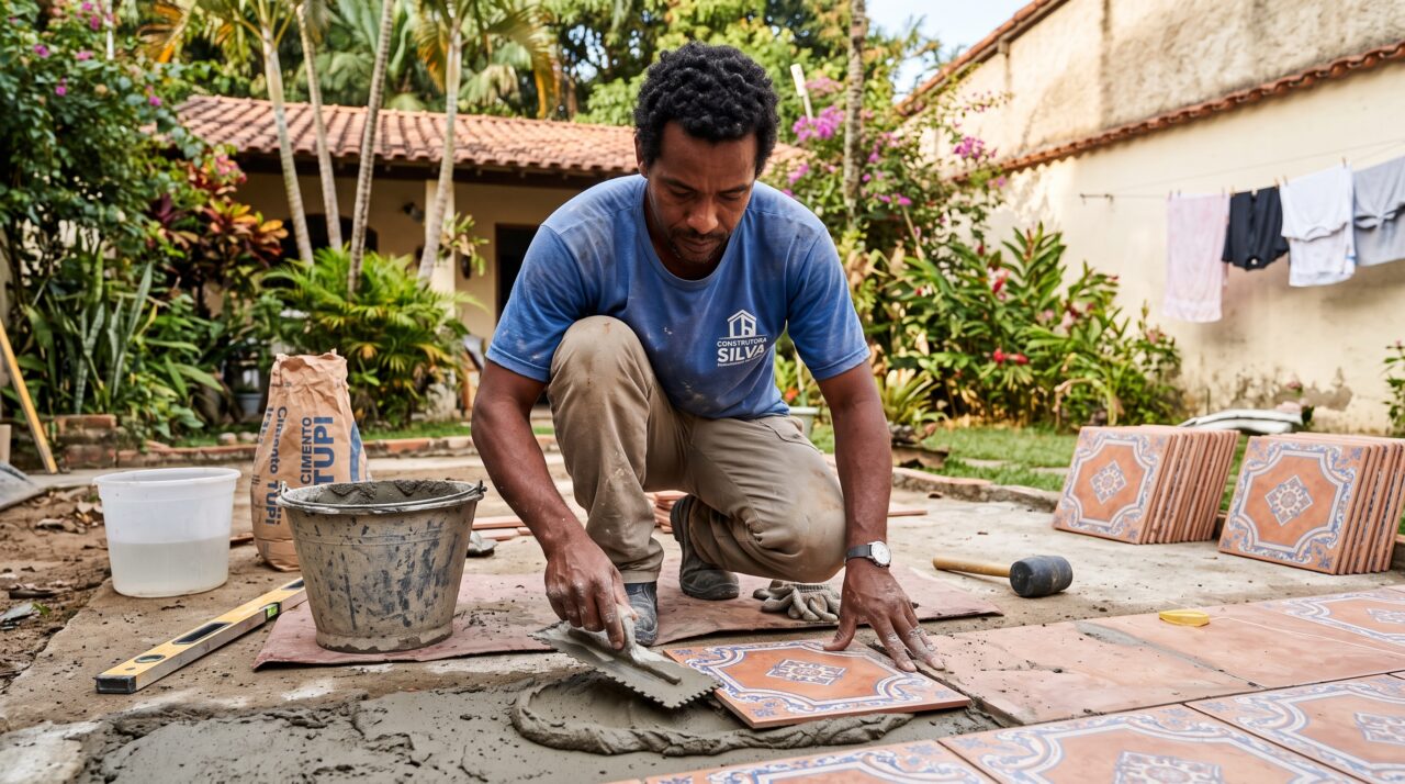 Custo e etapas para concretar e revestir um quintal de terra de 30 m² em 2026.